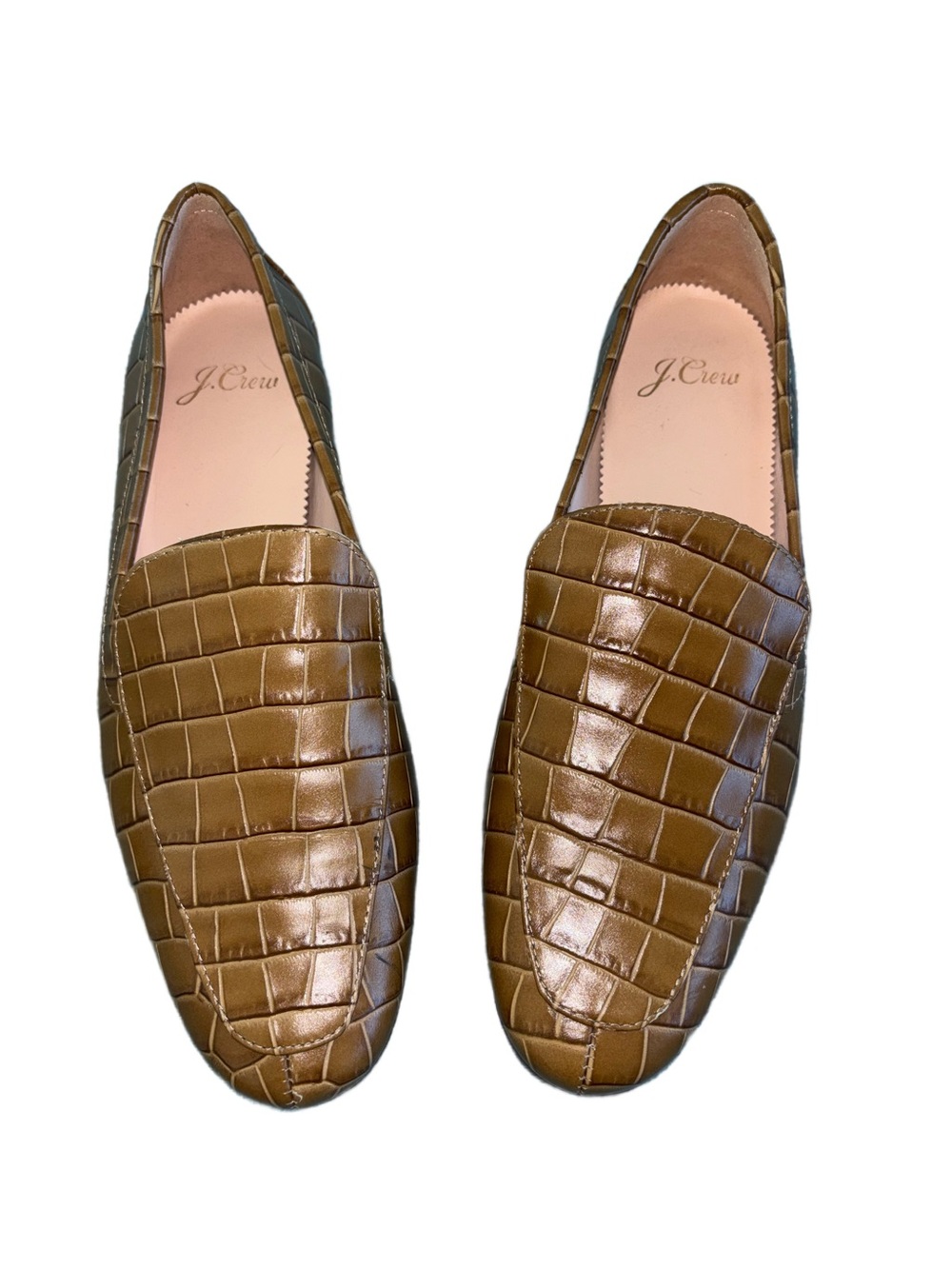 J. CREW Caramel Brown Moroccan Embossed Leather Loafer Flats Size 7
